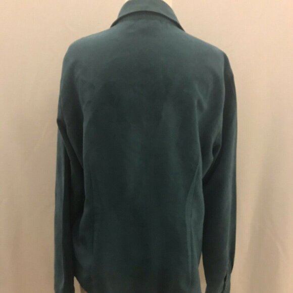 KIM ROGERS Shirt faux suede PinTucks Bust 44 button down shirt WASHABLE 0X. B74 - Picture 4 of 8